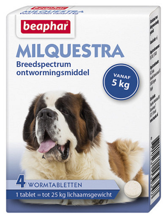 Beaphar Milquestra wormtabletten hond 4 tabl.