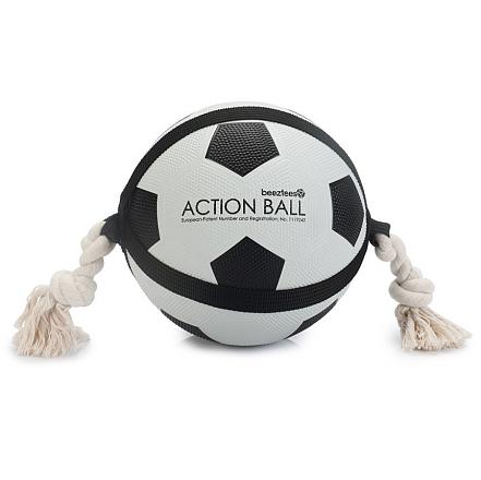 Beeztees Action voetbal met touw <br>22 cm