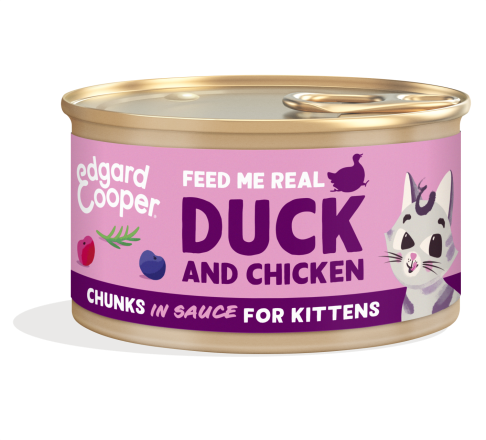 Edgard & Cooper kattenvoer Kitten Eend & Kip Chunks 85 gr