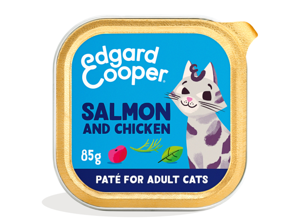 Edgard & Cooper kattenvoer Adult MSC Zalm & Kip Paté 85 gr